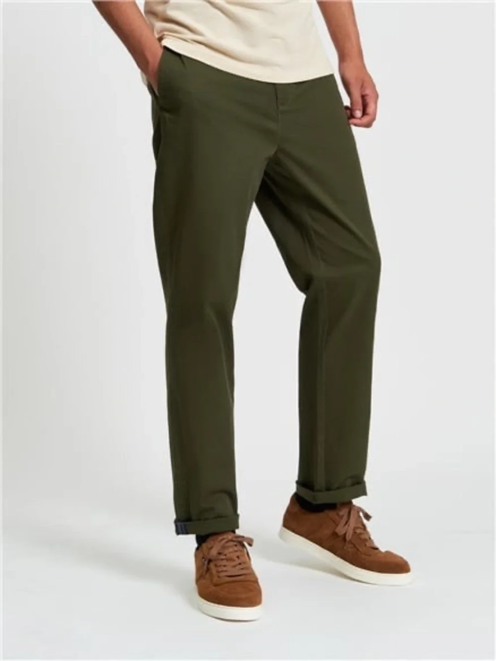 Ben Sherman Olive Green Stretch Chino Pants Men 36x32 Slim Fit